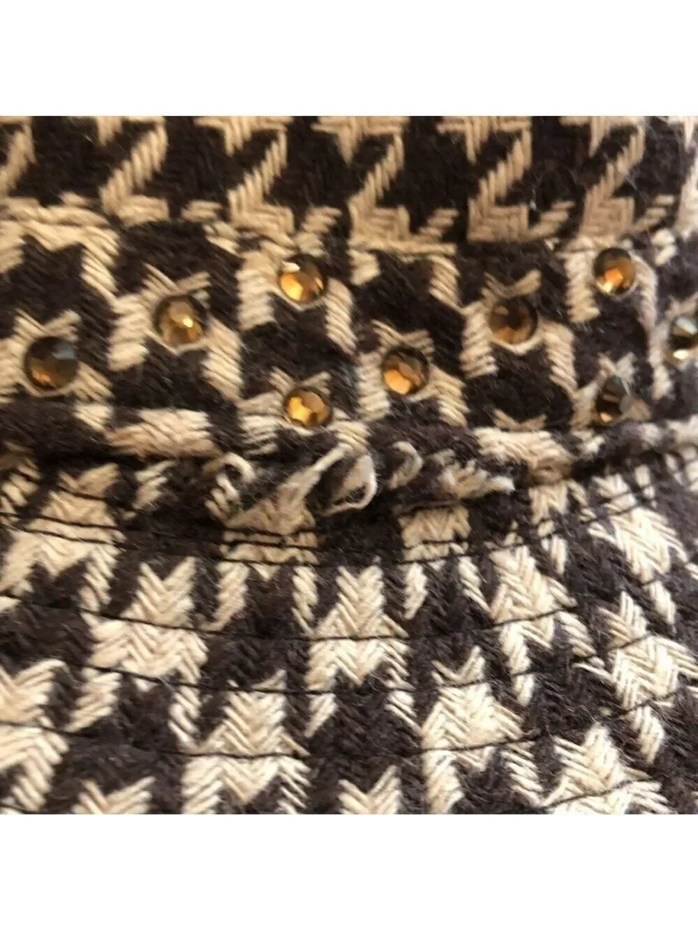 BROWN and beige houndstooth Fedora.